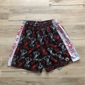 Flow Society Graffiti Streetwear Men's Athletic Shorts - Black and Red